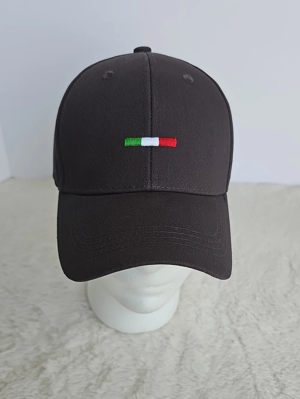 NWT Italian Flag Minimalist Embroidered Black Baseball Cap Hat